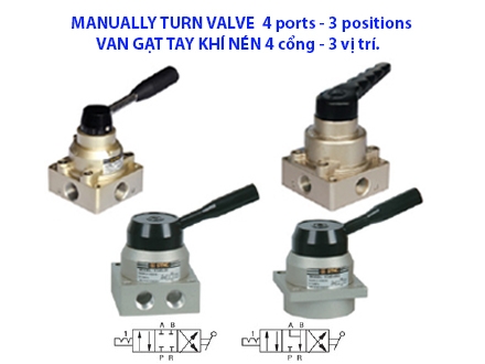 Van gạt tay 4 cổng - 3 vị trí 